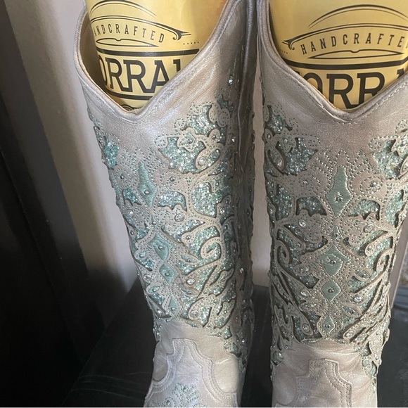 CORRAL WOMEN’S GLITTER INLAY & CRYSTAL BOOTS. SZ 7 NIB $179 - Picture 3 of 9
